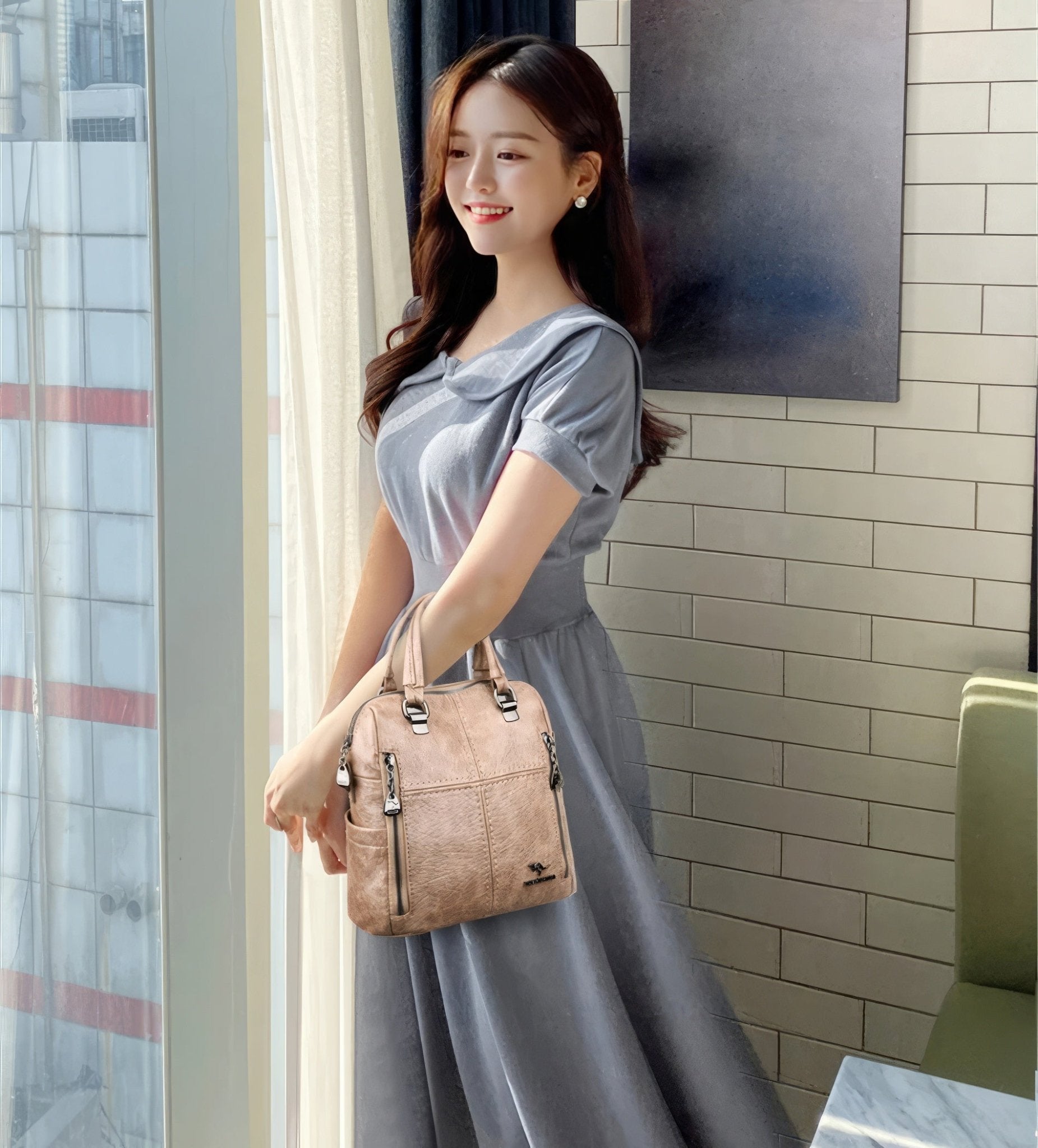 Leather Backpack High Quality Women Shoulder Bags Multifunction Travel Backpack - Lusy Store LLC