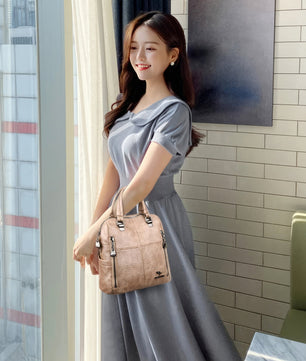 Leather Backpack High Quality Women Shoulder Bags Multifunction Travel Backpack - Lusy Store LLC
