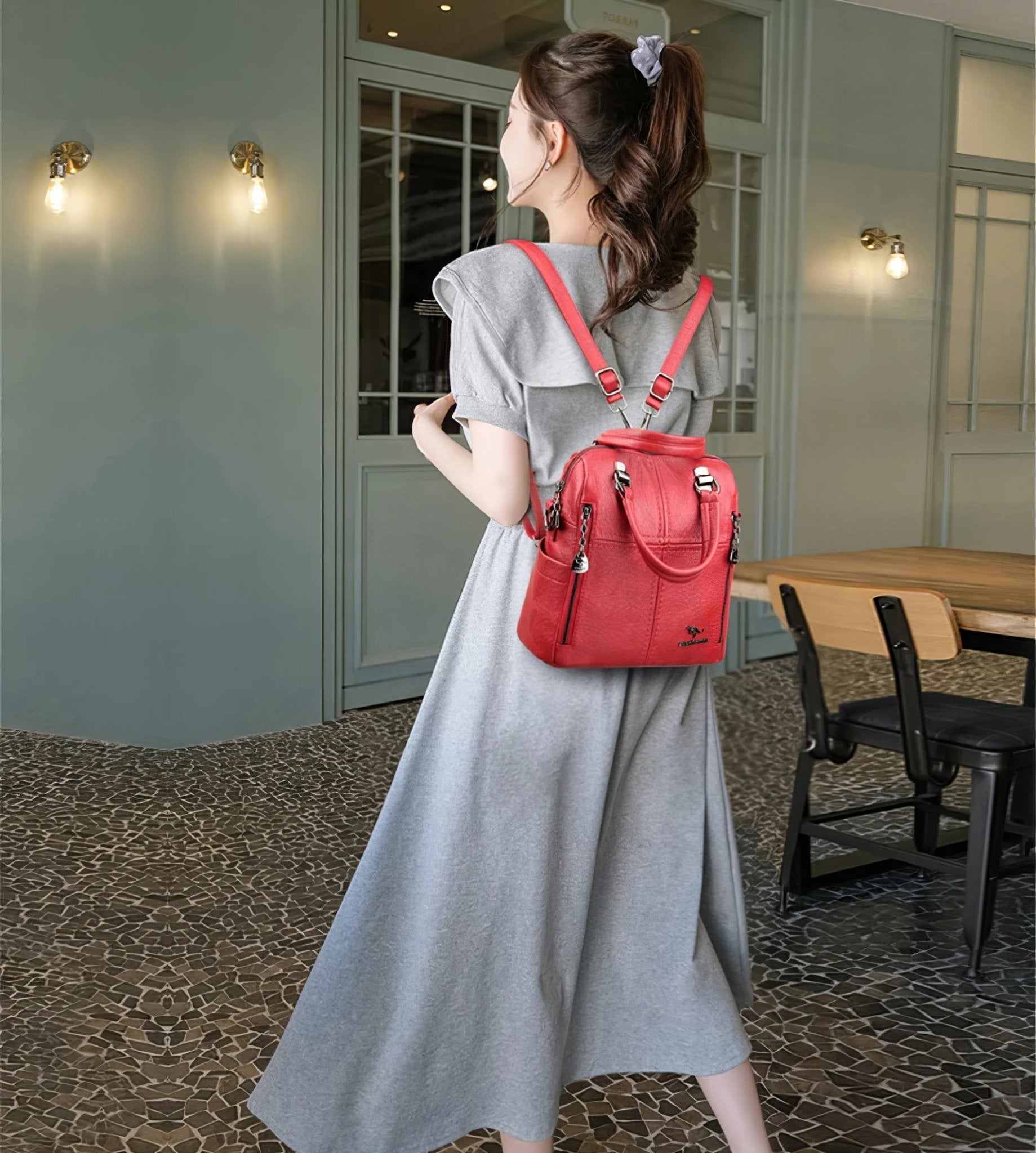Leather Backpack High Quality Women Shoulder Bags Multifunction Travel Backpack - Lusy Store LLC