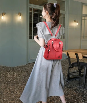 Leather Backpack High Quality Women Shoulder Bags Multifunction Travel Backpack - Lusy Store LLC