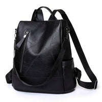 Leather Backpack High Quality Womens Soft Leather Simple Fashion Antitheft Shoulder Bags Black 13.39x12.60x5.51 inch
