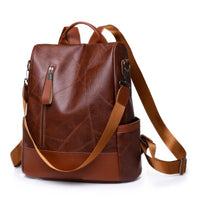 Leather Backpack High Quality Womens Soft Leather Simple Fashion Antitheft Shoulder Bags Brown 13.39x12.60x5.51 inch