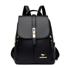 Leather Backpack Luxury Backpacks for Girls Casual Daypack Black Vintage Style Black 12.6x10.2x5.5 inch