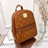 Leather Backpack Mini PU Leather Multifunction Crossbody Bag Luxury Shoulder Bag Brown 6.7x7.9x3.1 inches