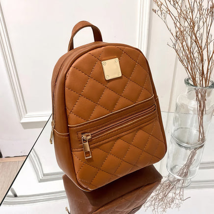 Leather Backpack Mini PU Leather Multifunction Crossbody Bag Luxury Shoulder Bag Brown 6.7x7.9x3.1 inches
