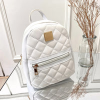 Leather Backpack Mini PU Leather Multifunction Crossbody Bag Luxury Shoulder Bag White 6.7x7.9x3.1 inches