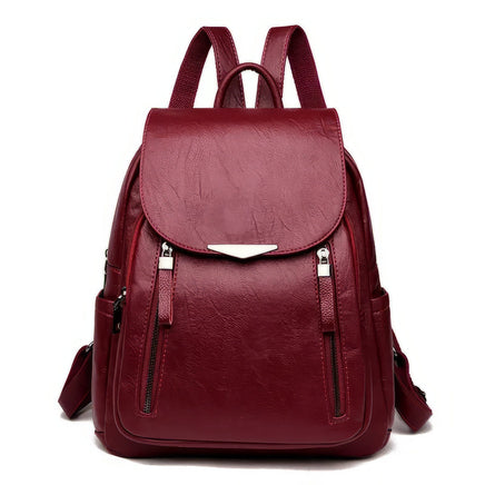 Leather Backpack PU Leather Handbag Shoulder Back For Girls Red 11.8x10.6x3.9 inch