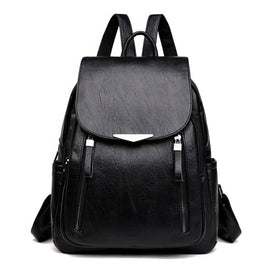 Leather Backpack PU Leather Handbag Shoulder Back For Girls Black 11.8x10.6x3.9 inch