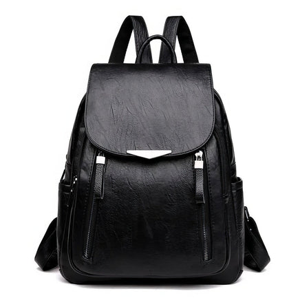 Leather Backpack PU Leather Handbag Shoulder Back For Girls Black 11.8x10.6x3.9 inch