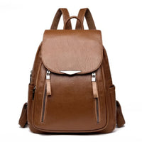 Leather Backpack PU Leather Handbag Shoulder Back For Girls Brown 11.8x10.6x3.9 inch