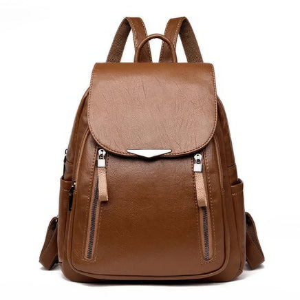 Leather Backpack PU Leather Handbag Shoulder Back For Girls Brown 11.8x10.6x3.9 inch