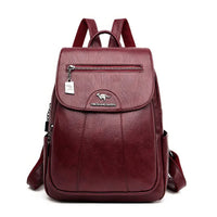 Leather Backpack Vintage Women Soft Leather Backpacks Casual Travel Wine Red 11.81x9.84x4.72 inch