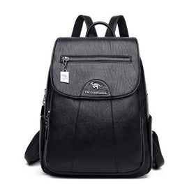 Leather Backpack Vintage Women Soft Leather Backpacks Casual Travel Black 11.81x9.84x4.72 inch