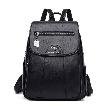 Leather Backpack Vintage Women Soft Leather Backpacks Casual Travel Black 11.81x9.84x4.72 inch