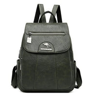 Leather Backpack Vintage Women Soft Leather Backpacks Casual Travel Green 11.81x9.84x4.72 inch