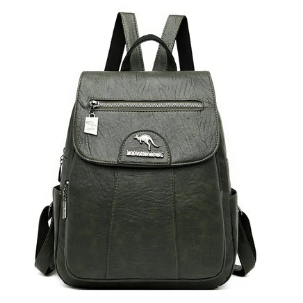 Leather Backpack Vintage Women Soft Leather Backpacks Casual Travel Green 11.81x9.84x4.72 inch