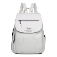 Leather Backpack Vintage Women Soft Leather Backpacks Casual Travel White 11.81x9.84x4.72 inch