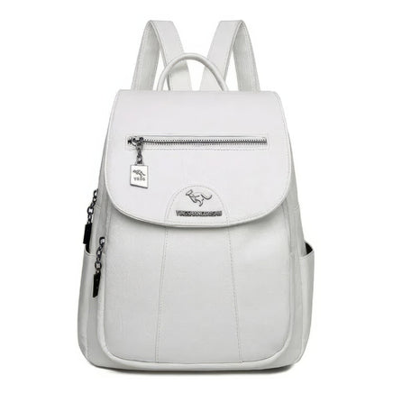 Leather Backpack Vintage Women Soft Leather Backpacks Casual Travel White 11.81x9.84x4.72 inch