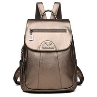 Leather Backpack Vintage Women Soft Leather Backpacks Casual Travel Golden 11.81x9.84x4.72 inch