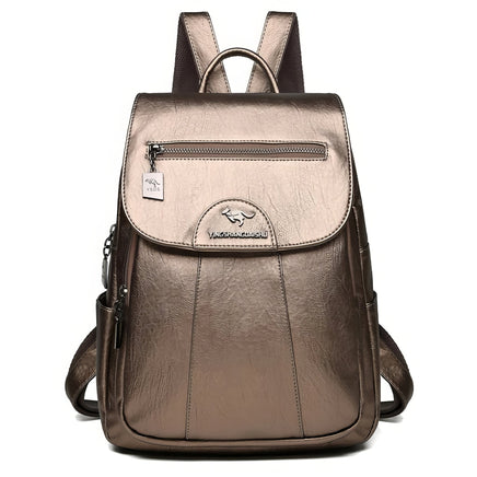 Leather Backpack Vintage Women Soft Leather Backpacks Casual Travel Golden 11.81x9.84x4.72 inch