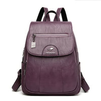 Leather Backpack Vintage Women Soft Leather Backpacks Casual Travel Purple 11.81x9.84x4.72 inch