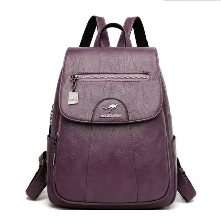 Leather Backpack Vintage Women Soft Leather Backpacks Casual Travel Purple 11.81x9.84x4.72 inch