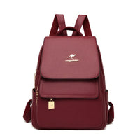 Leather Backpack Women High Quality Cow Leather Luxury Backpack Red (L)10.2x(H)11.8x(W)4.7 inch