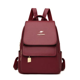 Leather Backpack Women High Quality Cow Leather Luxury Backpack Red (L)10.2x(H)11.8x(W)4.7 inch