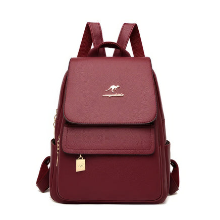 Leather Backpack Women High Quality Cow Leather Luxury Backpack Red (L)10.2x(H)11.8x(W)4.7 inch