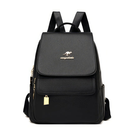 Leather Backpack Women High Quality Cow Leather Luxury Backpack Black (L)10.2x(H)11.8x(W)4.7 inch