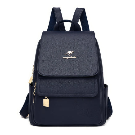 Leather Backpack Women High Quality Cow Leather Luxury Backpack Blue (L)10.2x(H)11.8x(W)4.7 inch