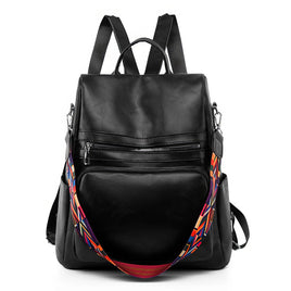 Leather Backpack Women High Quality Travel Backpack for Teenagers Girls Black 13.78x13.39x5.51 inch