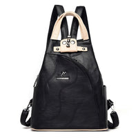 Leather Backpack Zipper Female Teenage Girls Chest Bag Travel BackPack Khaki 11.8x10.2x5.1 inch