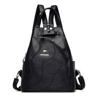 Leather Backpack Zipper Female Teenage Girls Chest Bag Travel BackPack Black 11.8x10.2x5.1 inch