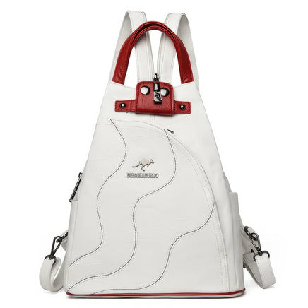 Leather Backpack Zipper Female Teenage Girls Chest Bag Travel BackPack White 11.8x10.2x5.1 inch