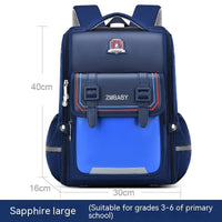Lightweight One-piece Open Spine Protection Children's Schoolbag Blue Plus Size