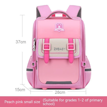 Lightweight One-piece Open Spine Protection Children's Schoolbag Small Pink