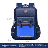 Lightweight One-piece Open Spine Protection Children's Schoolbag Blue Small Size