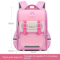 Lightweight One-piece Open Spine Protection Children's Schoolbag Pink Large Sized