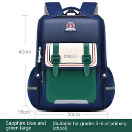 Lightweight One-piece Open Spine Protection Children's Schoolbag Green Plus Size
