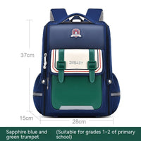 Lightweight One-piece Open Spine Protection Children's Schoolbag Green Small