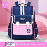 Lightweight Spine-Protecting Schoolbag for Female Primary School Students, Alleviates Burden Sapphire Blue Pink Large