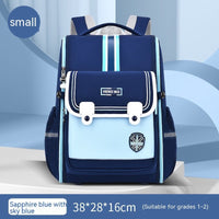 Lightweight Spine-Protecting Schoolbag for Female Primary School Students, Alleviates Burden Blue With Sky Blue S