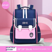 Lightweight Spine-Protecting Schoolbag for Female Primary School Students, Alleviates Burden Sapphire Blue Pink Small Size