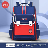 Lightweight Spine-Protecting Schoolbag for Female Primary School Students, Alleviates Burden Sapphire Blue Redlarge Size
