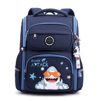 Lightweight Western-Style 3D Schoolbag for Primary School Students Blue Shark