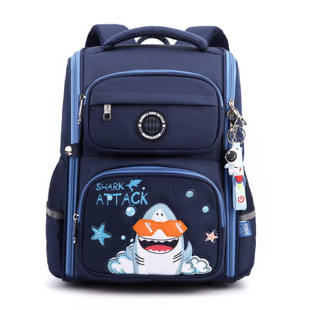 Lightweight Western-Style 3D Schoolbag for Primary School Students Blue Shark