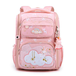 Lightweight Western-Style 3D Schoolbag for Primary School Students Pink Bunny