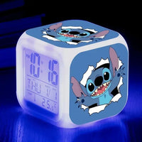 Lilo & Stitch 7-color Variable Alarm Clock - Cute PVC Stitch Cartoon Figure Toy for Kids 5 10x10x10cm