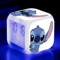 Lilo & Stitch 7-color Variable Alarm Clock - Cute PVC Stitch Cartoon Figure Toy for Kids 6 10x10x10cm